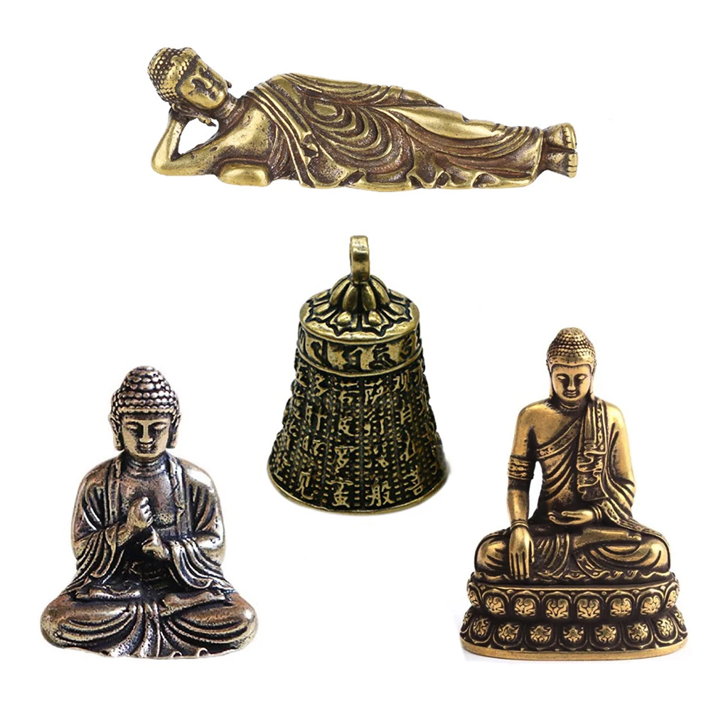 

Маленькая Античная латунная статуя Будды, статуэтка, портативная Сакьямуни, буддизм, сердце, колокольчики для путешествия, поклонения, пода...