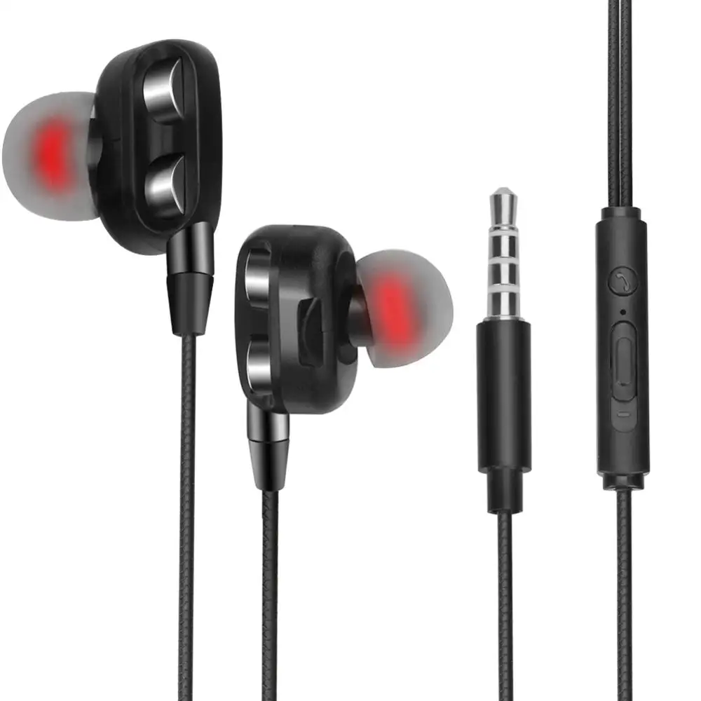 Спортивные наушники Dual Drivers 4 шт. тяжелые басы Hi Fi музыкальные универсальные