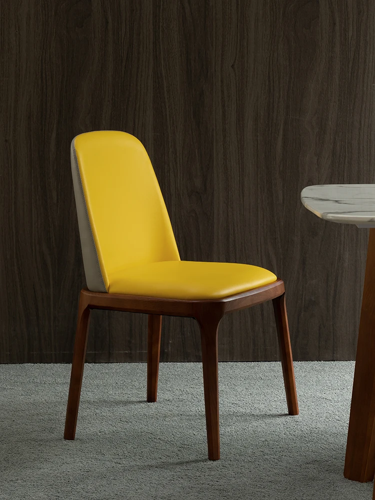 Обеденный стул Скандинавское твердое дерево домашний ресторан со спинкой