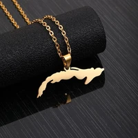 steel cuba map pendant necklaces women men gold small size national flag maps chain jewelry for charm anniversary gift