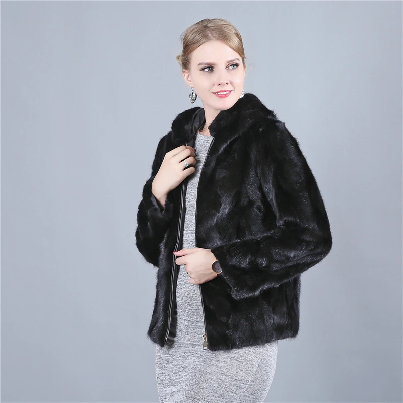 Шуба из натурального меха норки Женское зимнее пальто женская меховая куртка