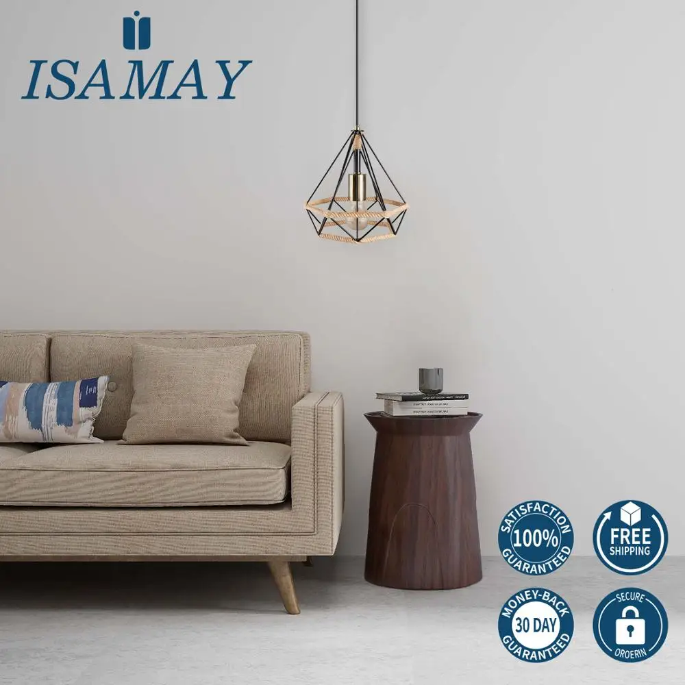 Винтажный подвесной светильник черная железная веревка лампа в стиле