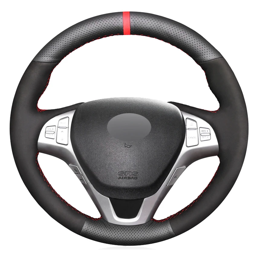 

Black Suede Leather Hand-stitched Car Steering Wheel Cover For Hyundai Genesis Coupe 2009-2016 Rohens Coupe 2009
