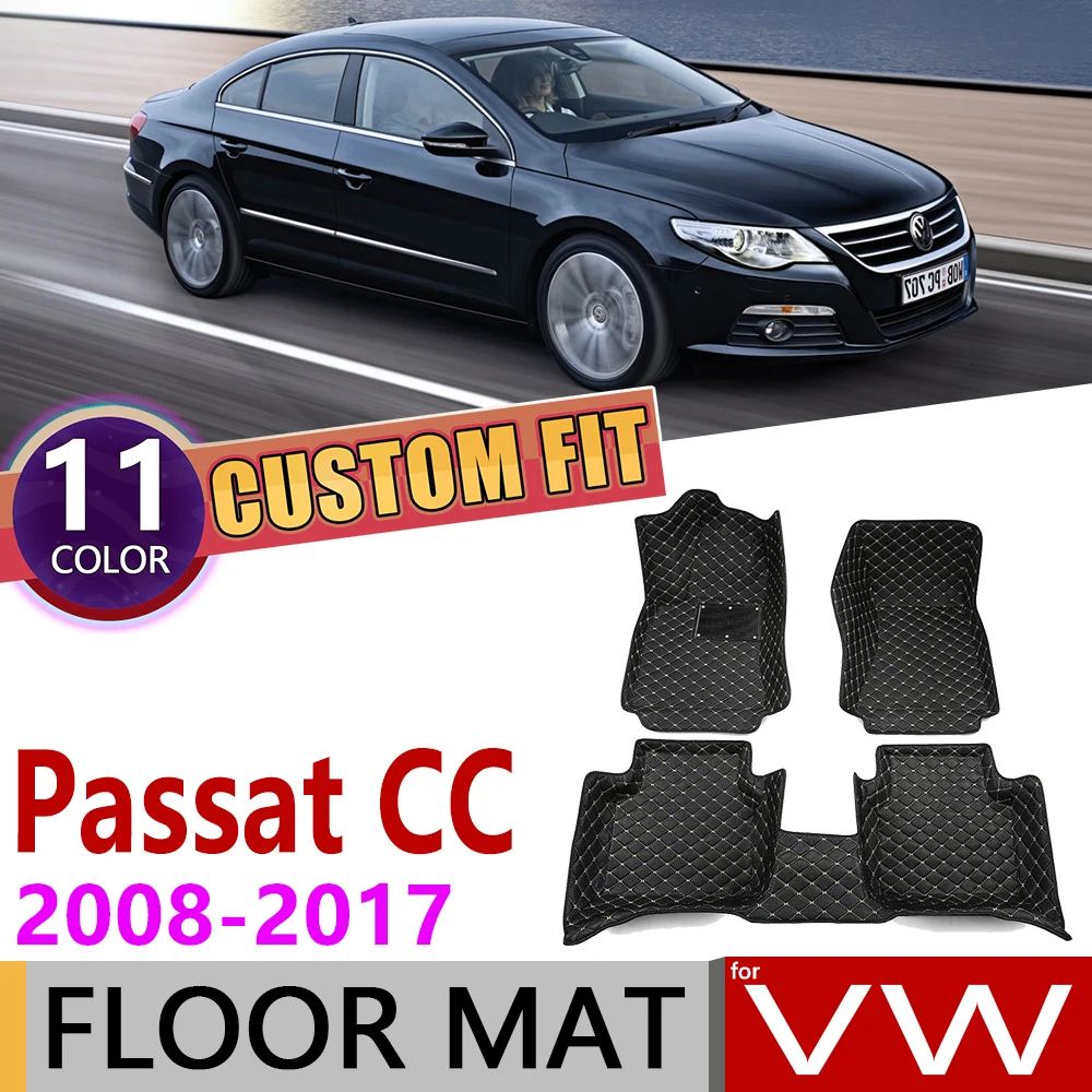 Кожаные автомобильные коврики на заказ для Volkswagen VW Passat CC 2008 ~ 2017 5 мест коврик ног