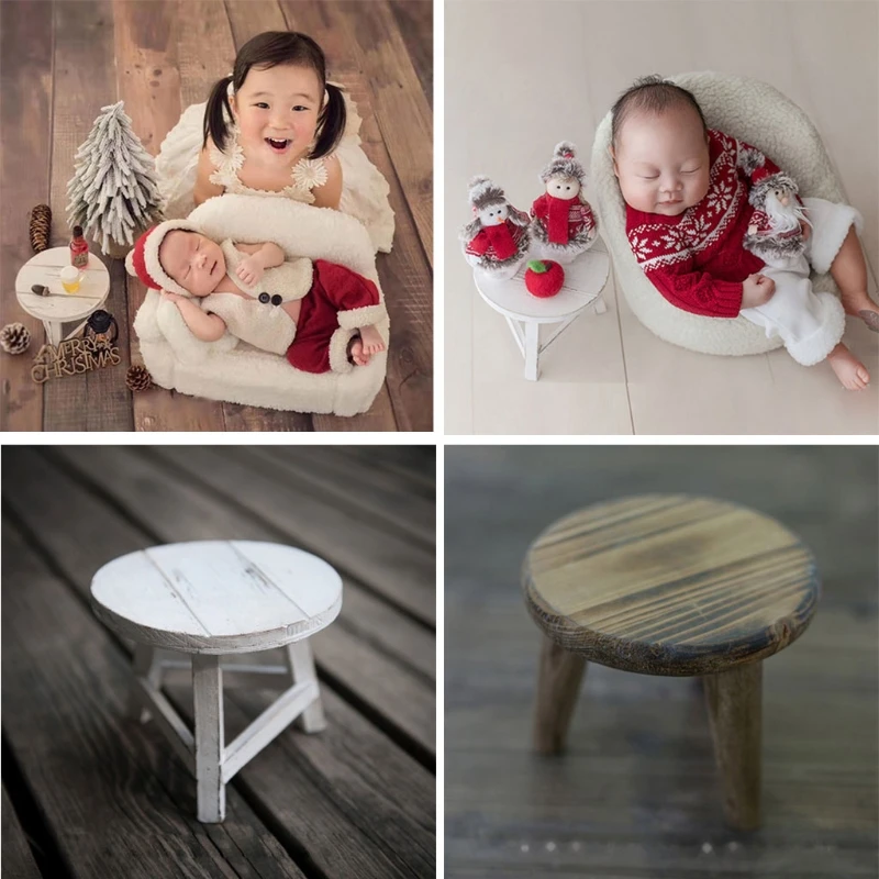 Accesorios de fotograf&iacute;a para reci&eacute;n nacido, Mini mesas de t&eacute; de escritorio de madera, accesorios de fotograf&iacute;a para beb&eacute;, utiler&iacute;a de Foto, accesorios de disparo D0AF-3