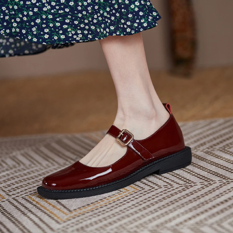 

Женские туфли из коровьей кожи, на низком каблуке, с квадратным носком