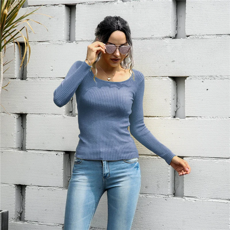 

Women's 2020 Autumn Winter Sweaters Casual Long Sleeve Striped Sweater Basic Tops Jersey mujer pull femme hiver