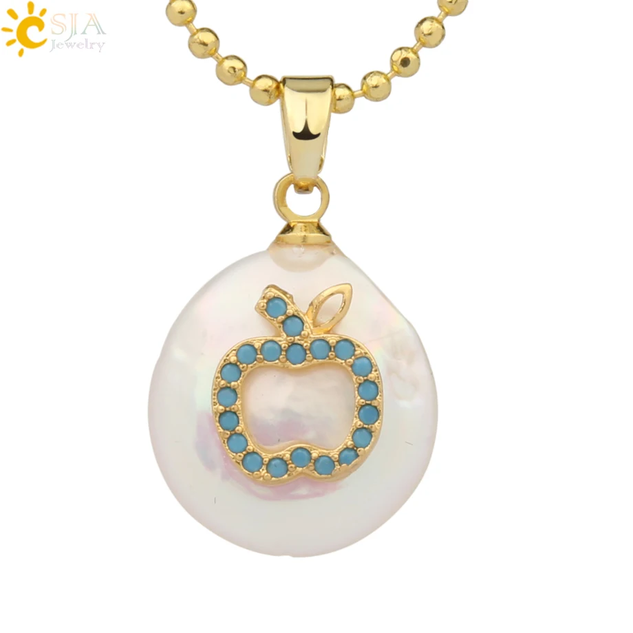 Necklace-K Csja кулон из пресноводного жемчуга, крошечное ожерелье из бисера, сердце из фианита подвески в форме цветов для детей, милое колье для девочек, модные украшения, G213 - Окраска металла: Necklace-K