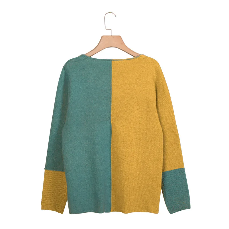 VITIANA Loose Casual Knit Sweater Women Autumn Female Long Sleeve Patchwork Knitted Sweaters Femme Plus Size 5XL Clothes