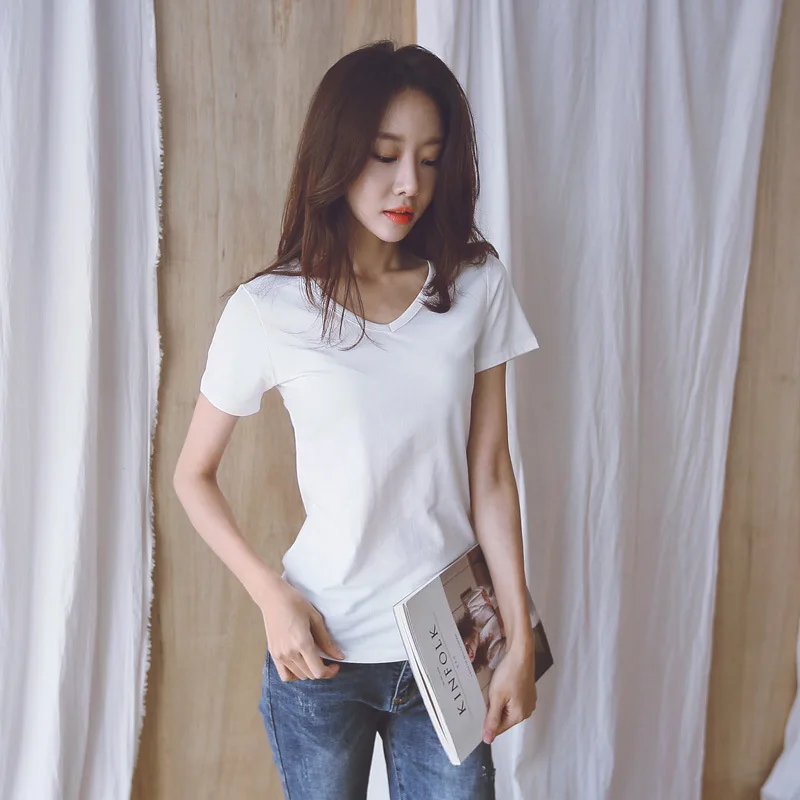 

Новинка 2022, летняя женская футболка MRMT, Однотонная футболка с V-образным вырезом для женщин, топы с коротким рукавом, футболка