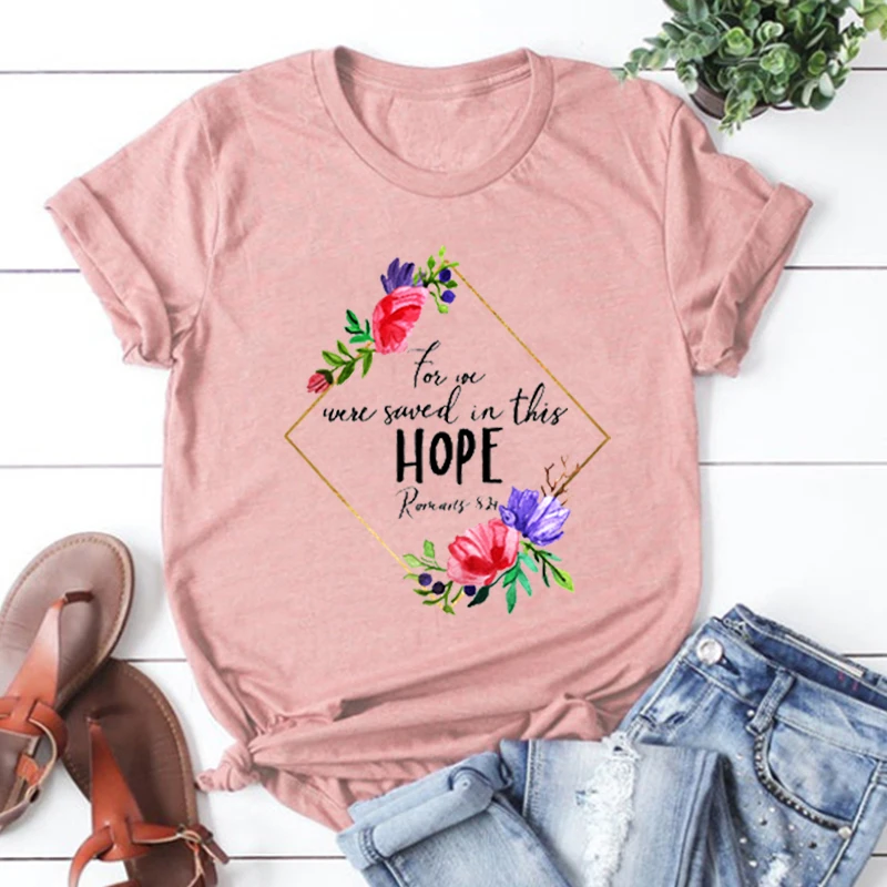 Футболка графическая с надписью Hope Flower женская христианская одежда изображением