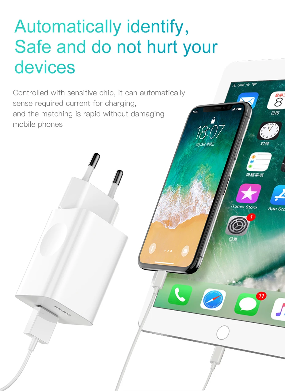 Baseus быстрое зарядное устройство 3,0 USB зарядное устройство Универсальный адаптер питания Мобильный телефон планшет быстрая зарядка для iPhone samsung huawei xiaomi
