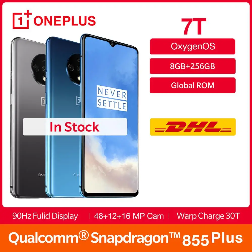 В наличии смартфон OnePlus 7T 8 ГБ 256 Snapdragon 855 Plus 6 55 дюйма 90 Гц 30 Вт 3800 мАч 2019|Смартфоны| |