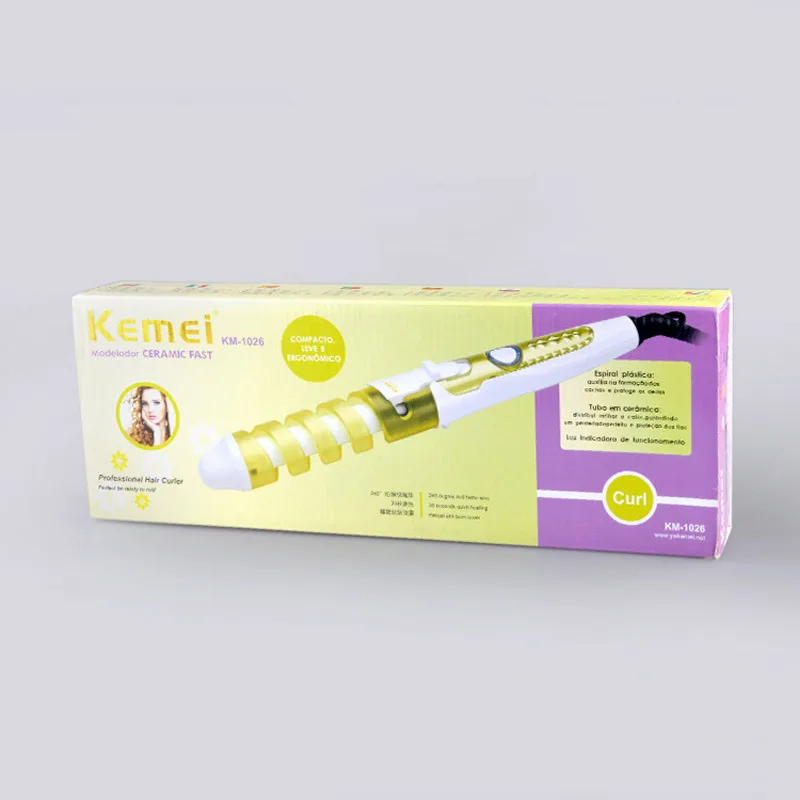 with box Kemei турмалиновые керамические щипцы для завивки волос электрические многофункциональные щипцы для завивки бигуди-спиральки палочка Инструменты для укладки волос 43D - Цвет: with box