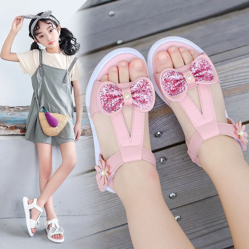

Girls sandals 2021 children's shoes summer new flowers big children's shoes baby shoes children's princess sandals student shoes