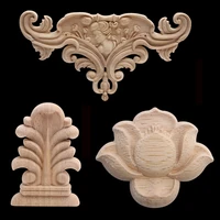 wood decal vintage home decoration accessories applique furniture rubber wood oak carved corner onlay door decoration figurines