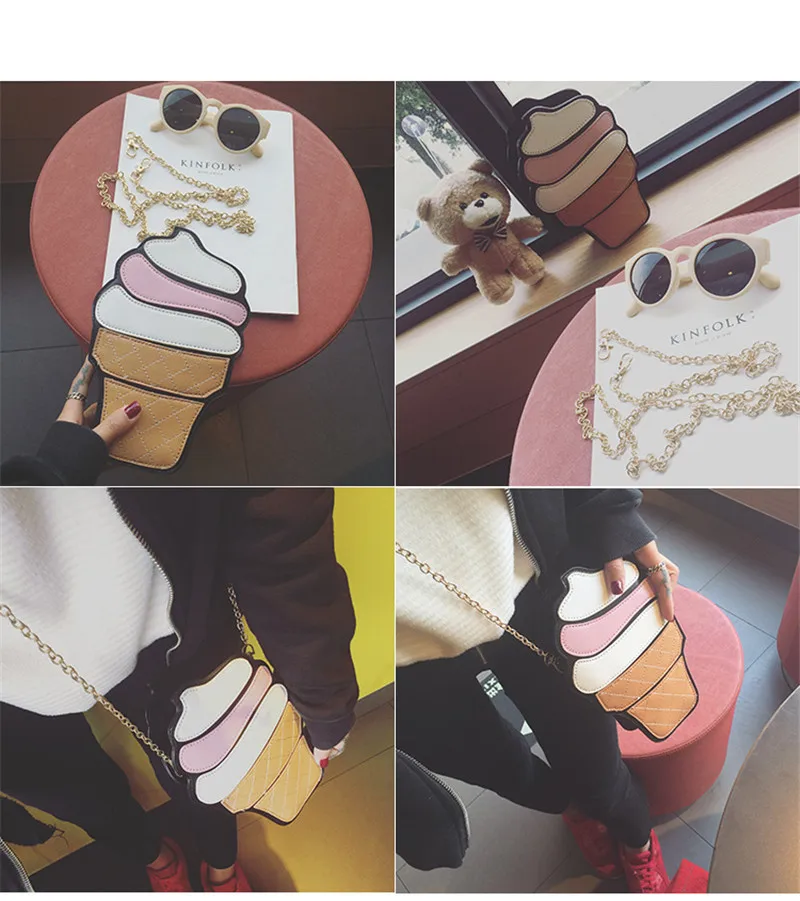 Женская сумка из ПУ кожи с принтом мороженого и капкейка|purse handbag|chain clutchbag pu |