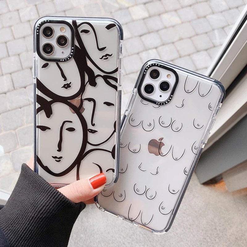 INS простой Абстрактная живопись женщина прозрачный чехол для мобильного
