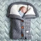 Детское одеяло, спальные мешки, зимние теплые спальные мешки, вязаные пеленки на пуговицах для младенцев, пеленка для коляски