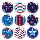 Ручной работы июля 4th звезды флаг синий и красный цвета узор Круглый Фото Стекло кабошоны демо с плоской задней частью 