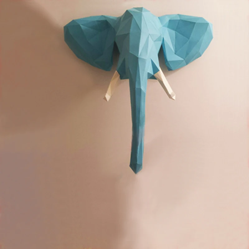 

DIY Украшение дома голова слона Бумажная модель Пазлы игрушка для ресторанов магазинов баров водостойкая образовательная бумага Складная м...