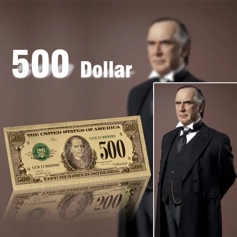 Позолоченные банкнот США 500 долларов Бумага деньги декорации Цветной Поддельные