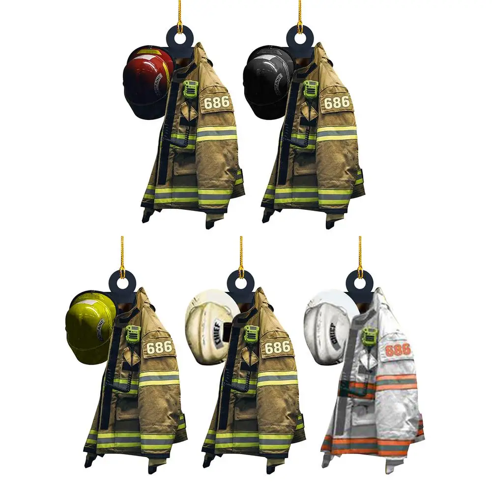

Униформа пожарного, Рождественское украшение, персонализированная окружающая подвеска пожарного, Прочная подвеска для пальто пожарного н...