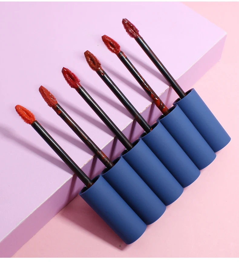 Синяя трубка для губ 6 цветов глазурь водостойкий стойкий ТИНТ сексуальная