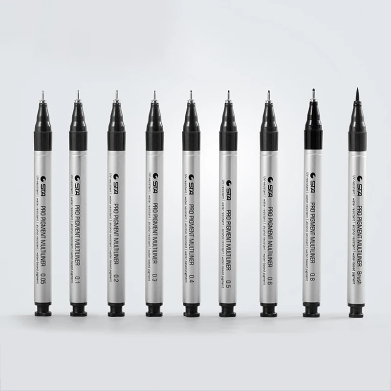 9 шт пигментные подводки Fineliner ручки водонепроницаемые Многоразовые маркеры для