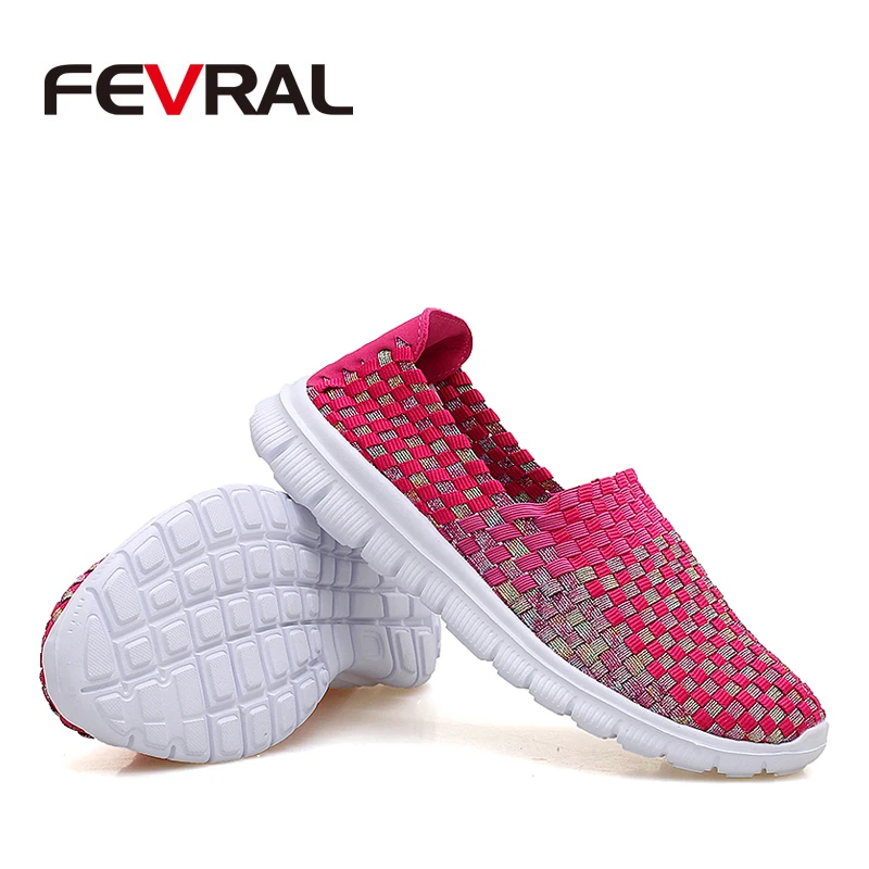 Женские легкие кроссовки FEVRAL повседневная удобная обувь дышащие ручное плетение