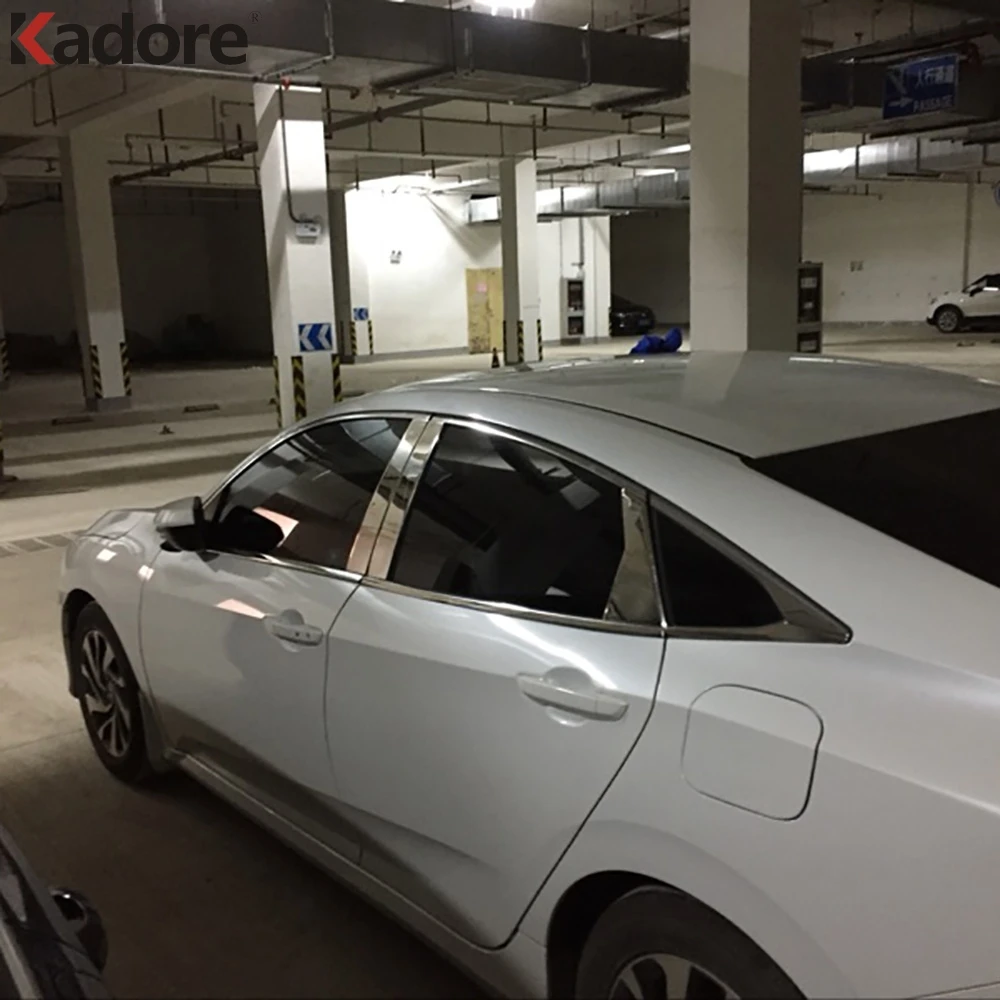 Для Honda Civic 2016 2017 2018 Sedan нержавеющая сталь автомобильное Окно B колонны молдинг