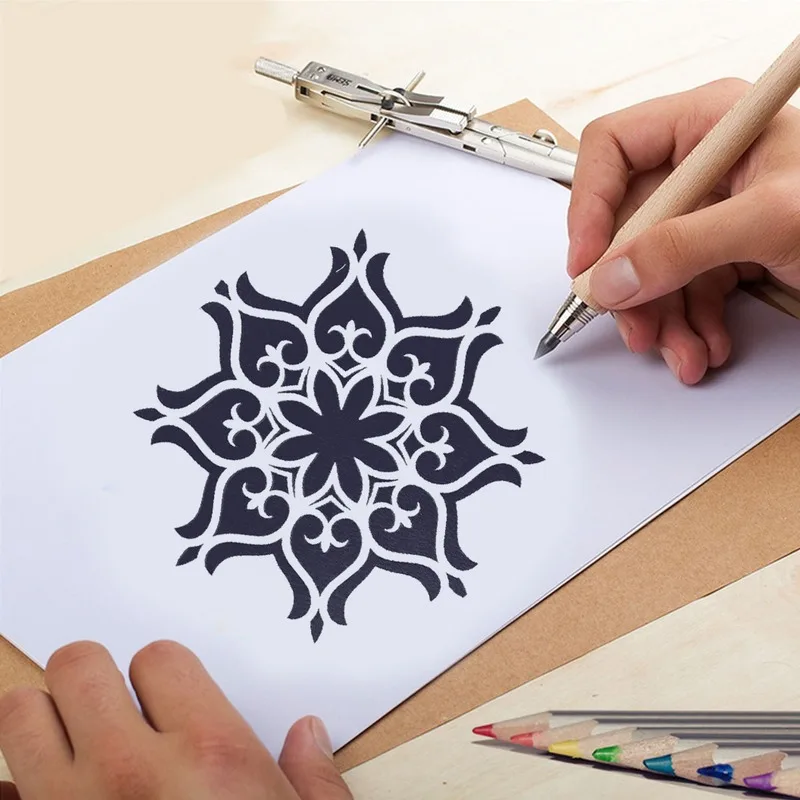 12 шт. Мандала инструменты для раскрашивания шаблоны трафарет набор DIY раскраска