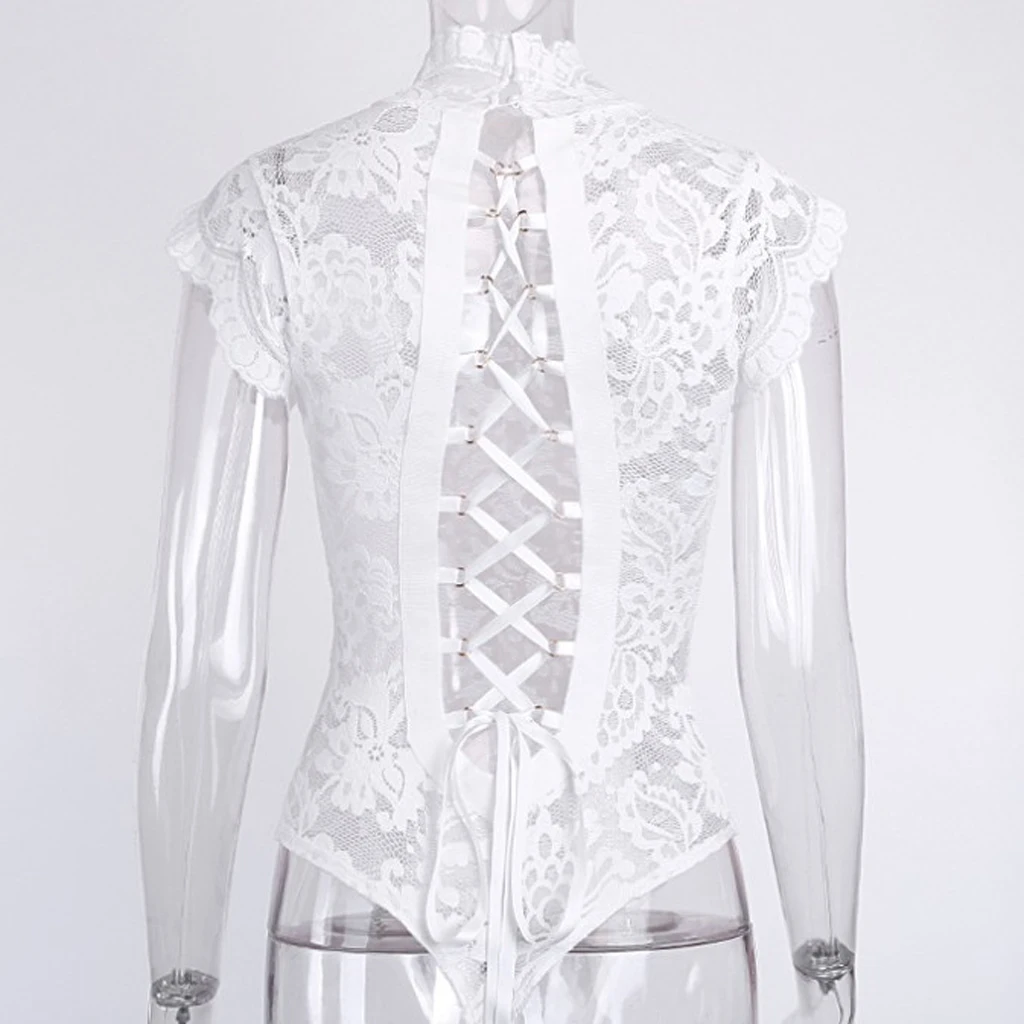 Сексуальное Кружевное боди с открытой спиной цельные прозрачные женские