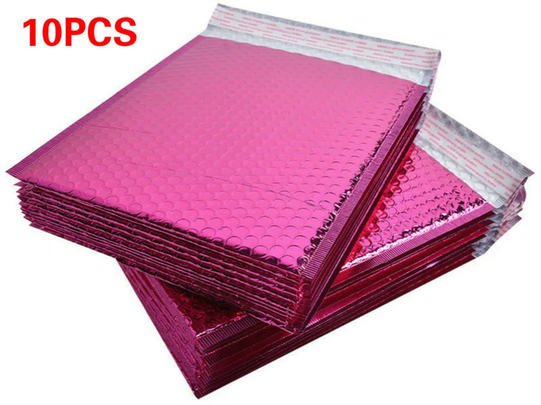 

10pcs Usable Space 15X13+4cm Rose Red Envelopes Padded Mailing Bag Self Sealing Poly Bubble Mailer Christmas Package Gift Bags