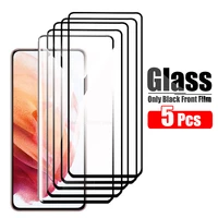 5 pcs protective glass for samsung galaxy s21 tempered glass screen protector on for samsung s21 plus film s 21 sm g990f
