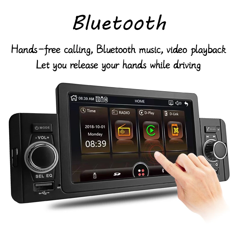 Автомагнитола 1 Din 5 дюймов Bluetooth ISP аудио стерео зеркальный сенсорный экран MP5