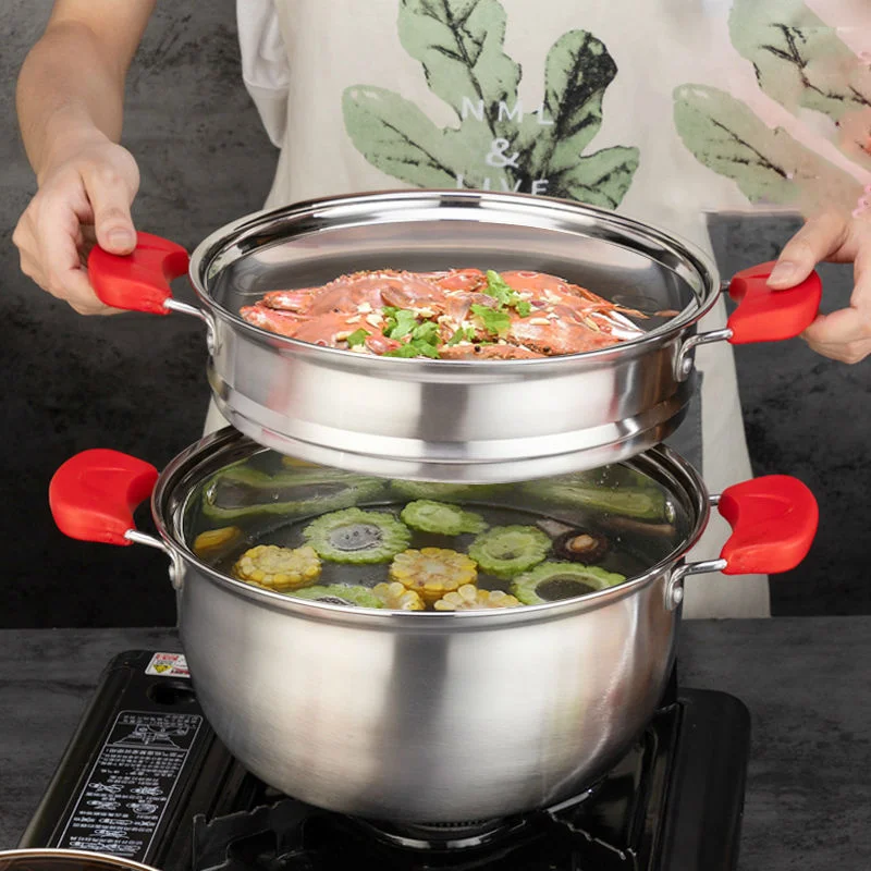Пароварка для супа однослойный двухслойный из нержавеющей стали суповый горшок
