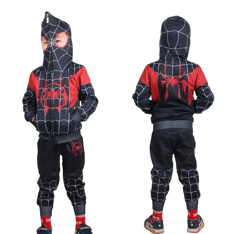 

Marvel movie animation peripheral parallel universe spider man suit children's Cosplay zipper hooded 3D sweater Children's gifts