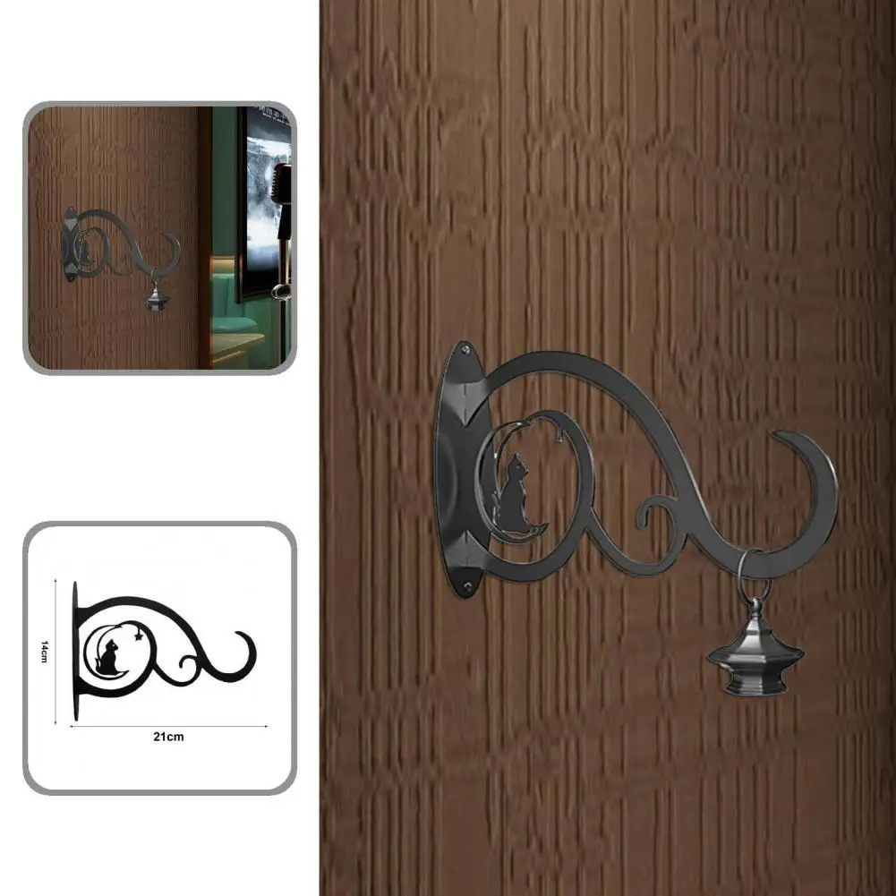 

Vintage Welding Process Delicate Moon Cat Balcony Decoration Plant Wall Stand for Yard