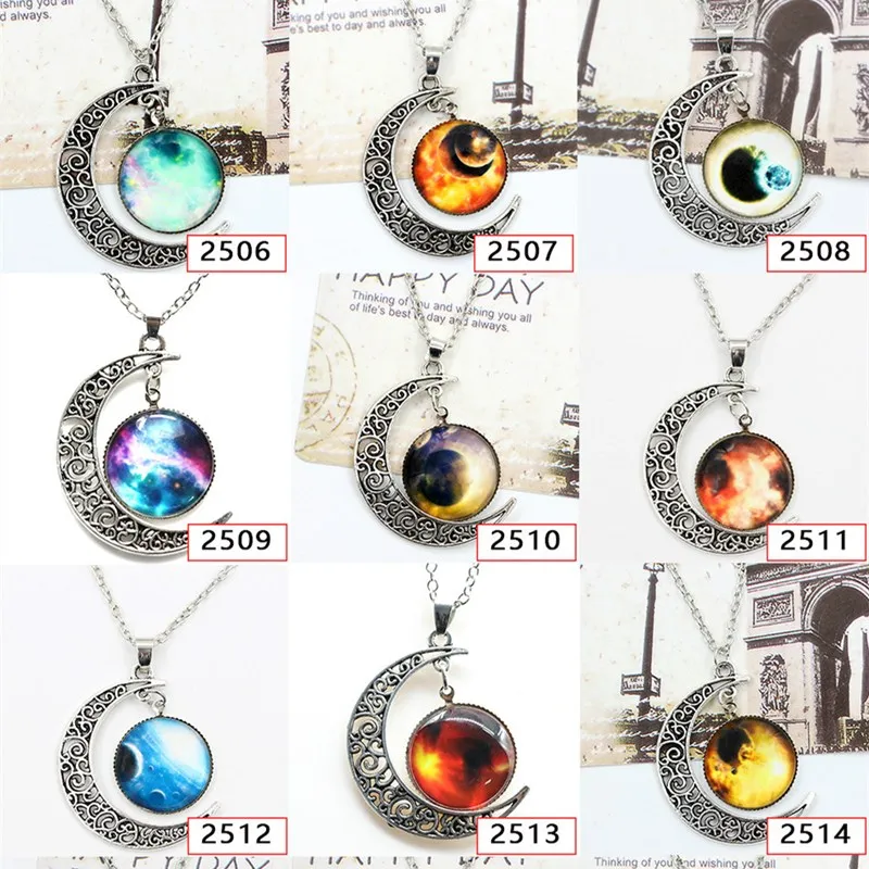 Оптовая продажа, модные ювелирные изделия со звездным небом, каменное ожерелье с месяцем для женщин, Очаровательное украшение с именем, подарок на все сезоны