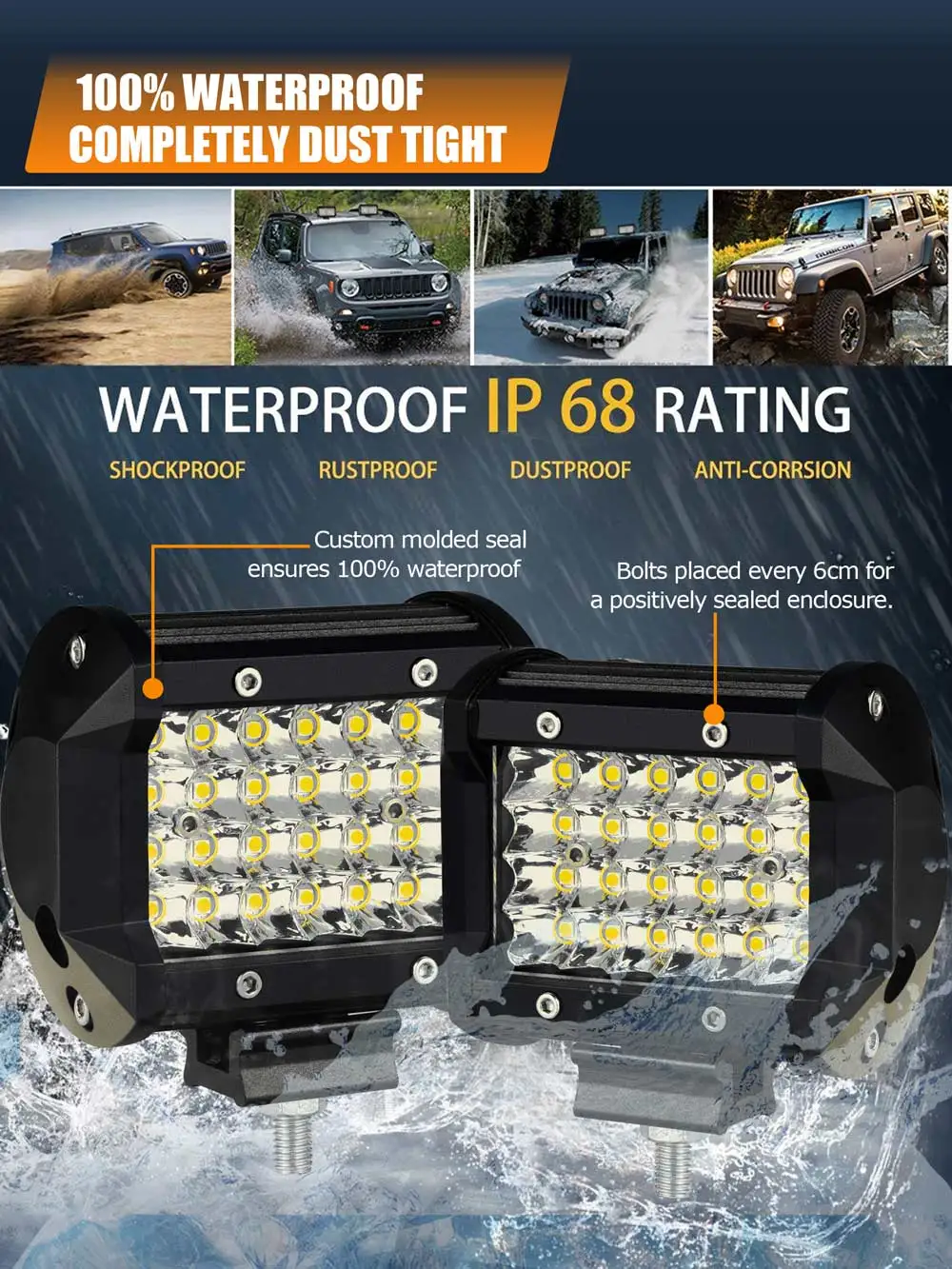 

weketory Quad Rows 4 - 44 Inch LED Bar LED Light Bar for Car Tractor Boat OffRoad Off Road 4WD 4x4 Truck SUV ATV Driving 12V 24V