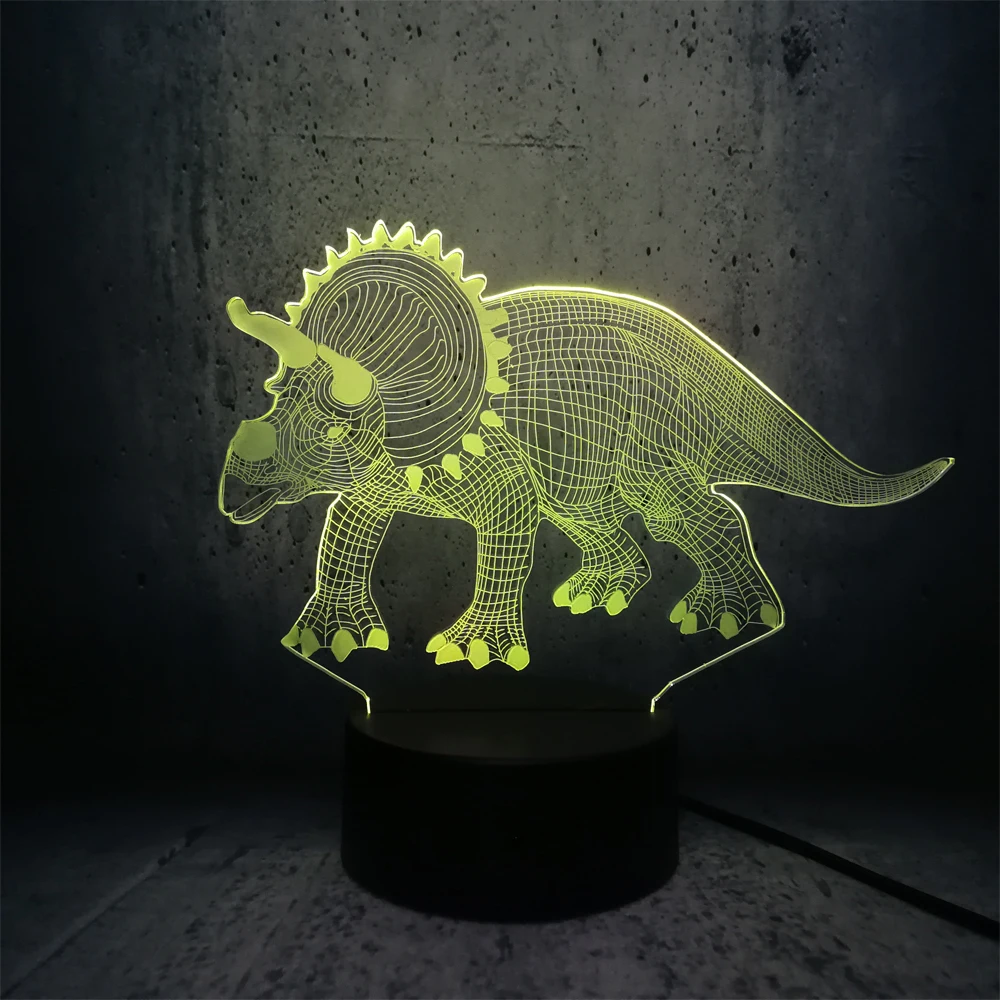 Трехмерная светодиодсветодиодный лампа Triceratops для фанатов динозавров фигурки из