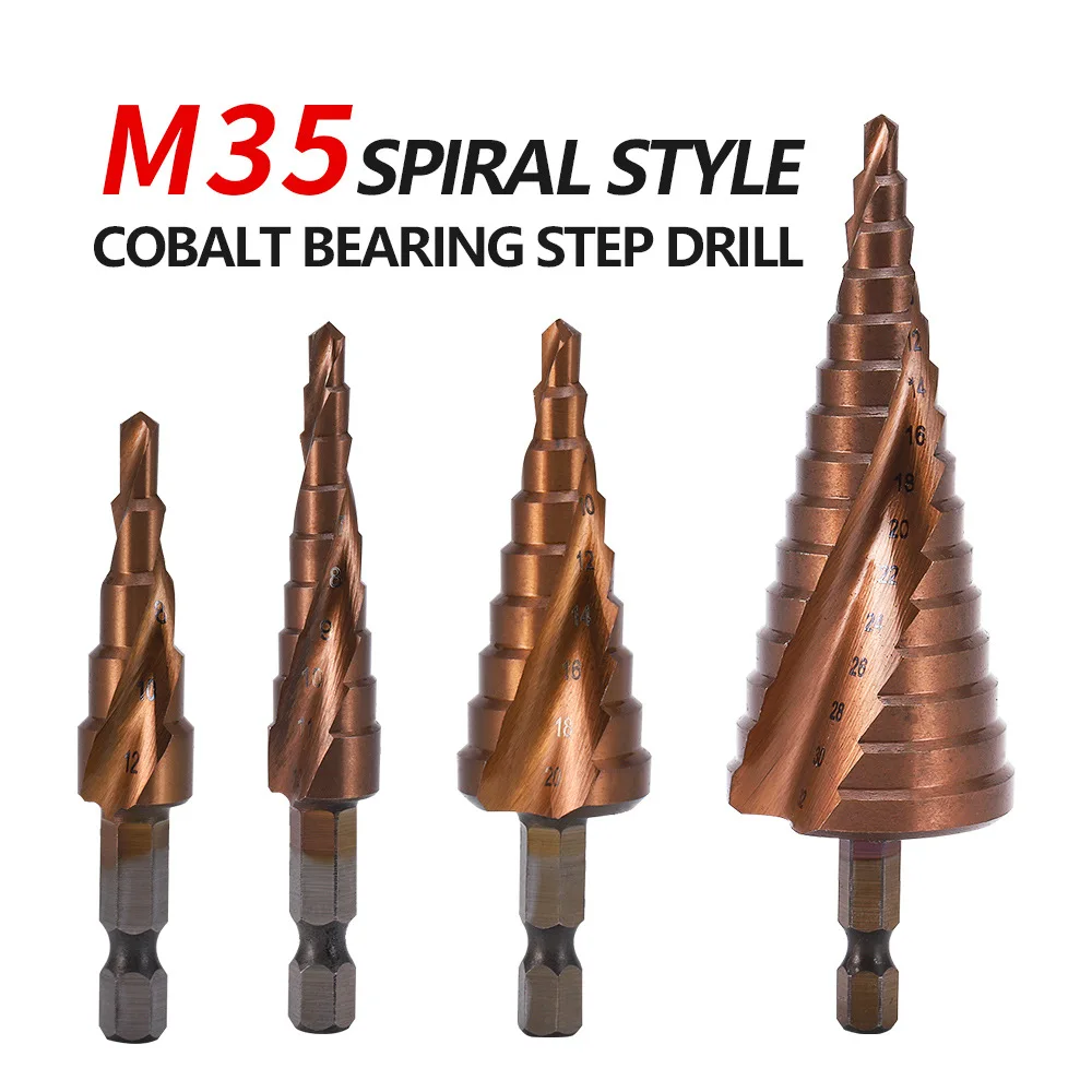 

5-stage Auger M35 Cobalt Spiral Groove Step Drill Reamer High-speed Steel Straight Flute 9-stage / 15-stage Spiral Drill Bit