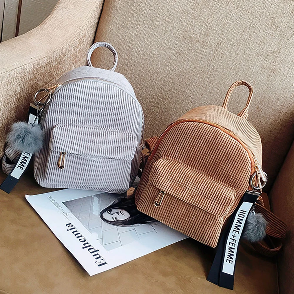 

Women 2019 Cute mini Corduroy Backpack For Teenagers Girl Ptgirl Small BackPack Girls Kids Backpacks School Bags mochila escolar