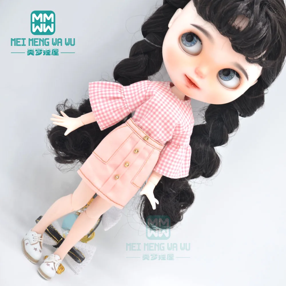Одежда для кукол Blyth модная клетчатая рубашка мини юбка Azone аксессуары