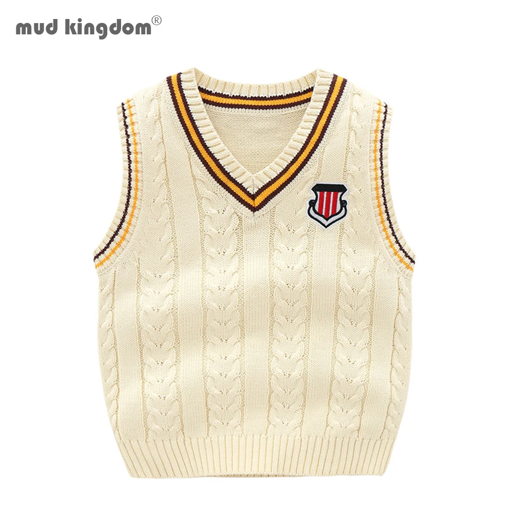 

Mudkingdom Fashion Boys Sweaters Vest Sleeveless Knitted V-Neck Casual Back to School Top for Toddler Outerwear Clothes