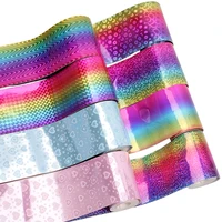 colorful glossy ribbon rainbow gradient color webbing holiday decoration hand sewing materials diy crafts supplies 2yards