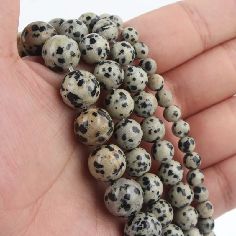 Натуральный камень желтый Spot Dalmation яшмы вокруг бисера для DIY ювелирных изделий
