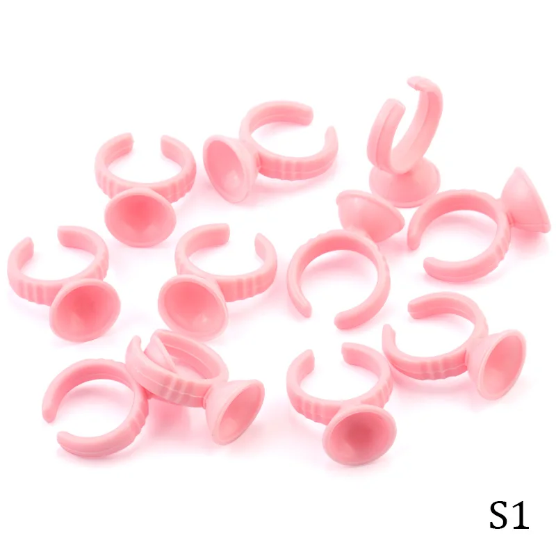 Pink S1 50/100 шт Одноразовые Набор инструментов для наращивания ресниц, клей для наращивания ресниц держатель Контейнер для клея татуировки пигментные чернила - Цвет: Pink S1