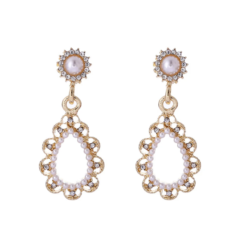 

Classic Lace Floral Pearl Drop Earrings Fashion Hanging Women Girls Earrings Summer Jewelry Girls Party Gift